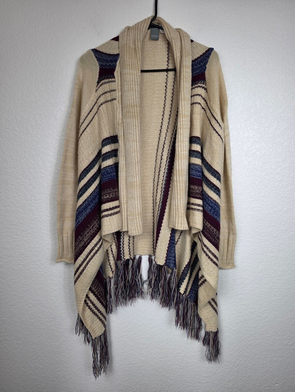 Quinn Women's Striped Knit Cardigan with Fringe